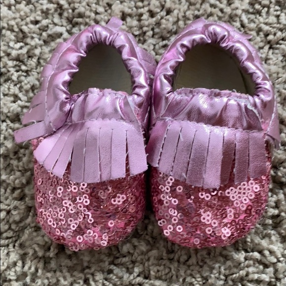 Other - Pink moccasin baby shoes.